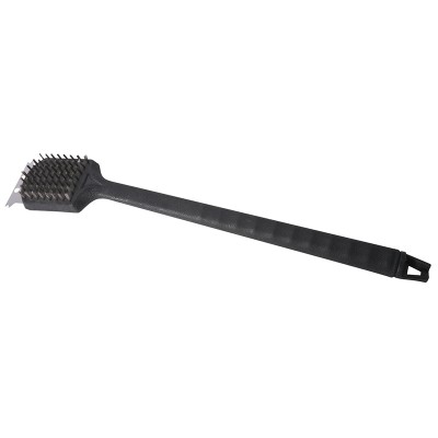 20' Long Plastic Handle Bristle Free stainless steel  Bristles Grill Brush With Scraper for cleaning the heat grill